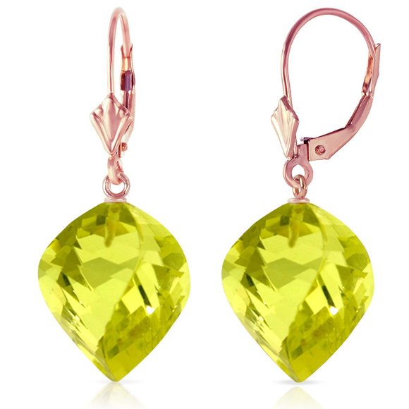 Galaxy Gold Products Jewelry - 14K Earrings twisted Quartz Lemon